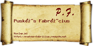 Puskás Fabrícius névjegykártya