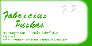 fabricius puskas business card